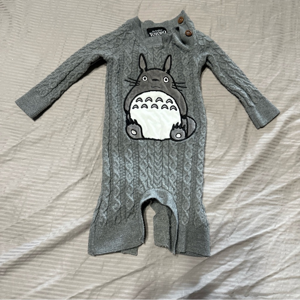 Adorable Gray Totoro Kids Footie